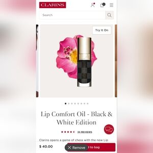New Clarins Lip Comfort Oil - Black & White Edition